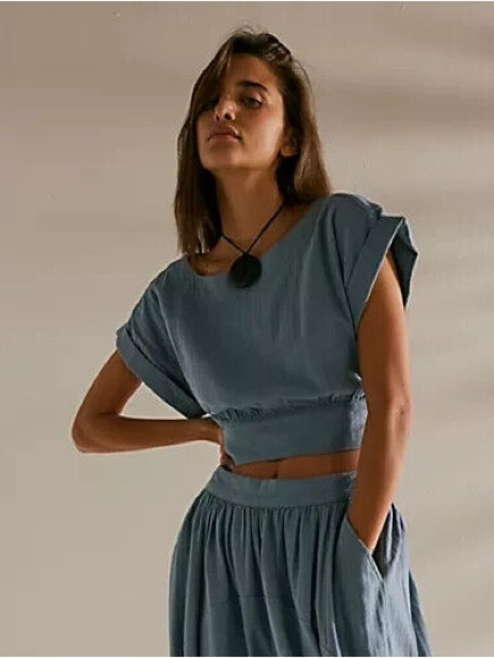 ✨ Feelin’ Free Cropped Boat Neck Citadel Open Back Top ✨